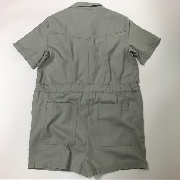 Short Sleeve Utility Coverall Romper Front Zip - Picture 5 of 8